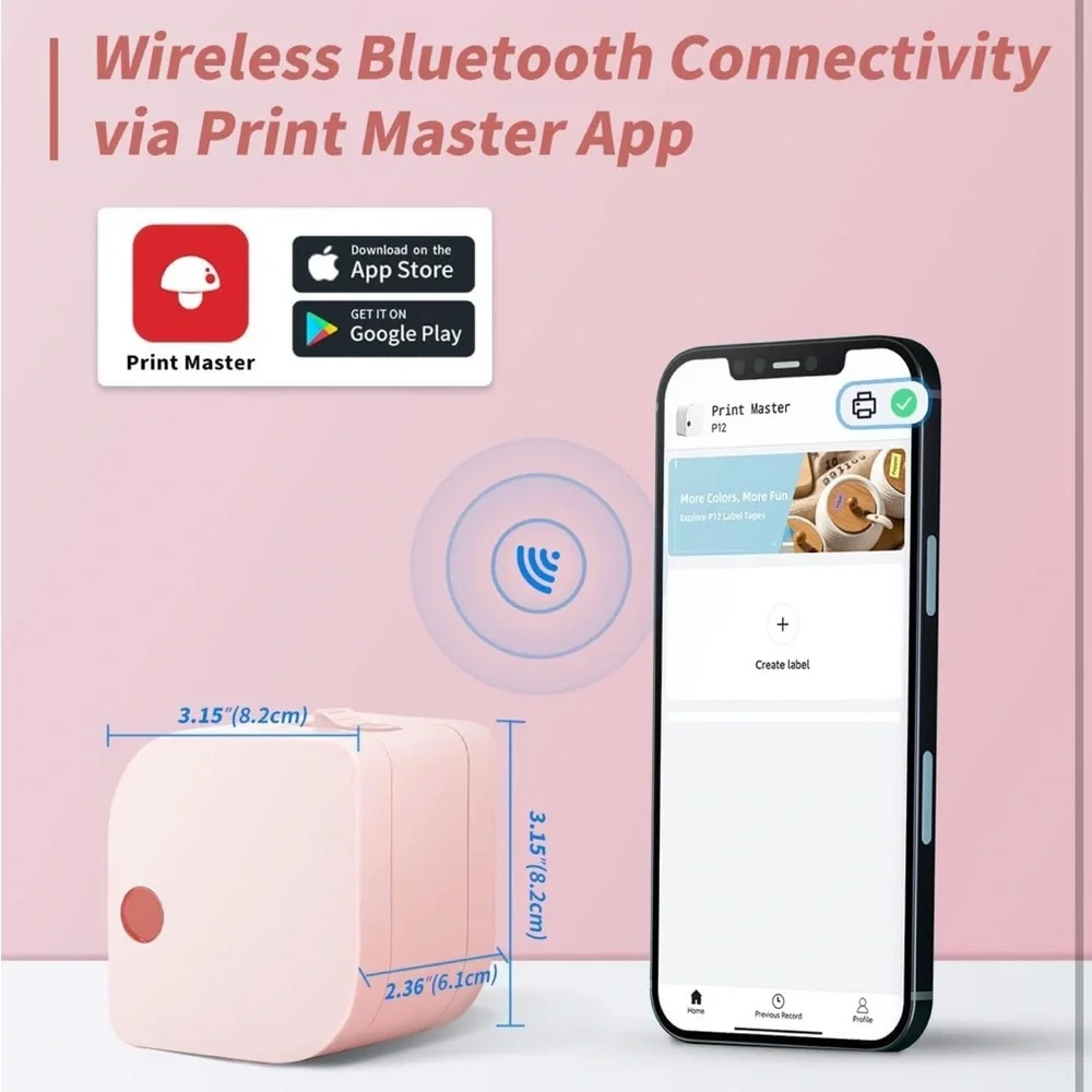 NEW Phomemo Label Maker Label Maker Machine with Tape P12, Portable Bluetooth